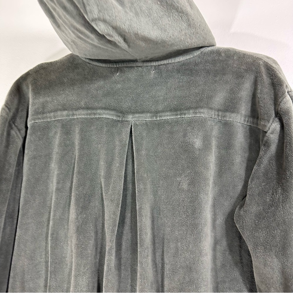 YFB Young Fabulous and Broke Gray Green Velour Velvet Pocket Zip Up Hoodie - Picture 8 of 8